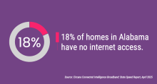 18% of homes in Alabama have no internet access